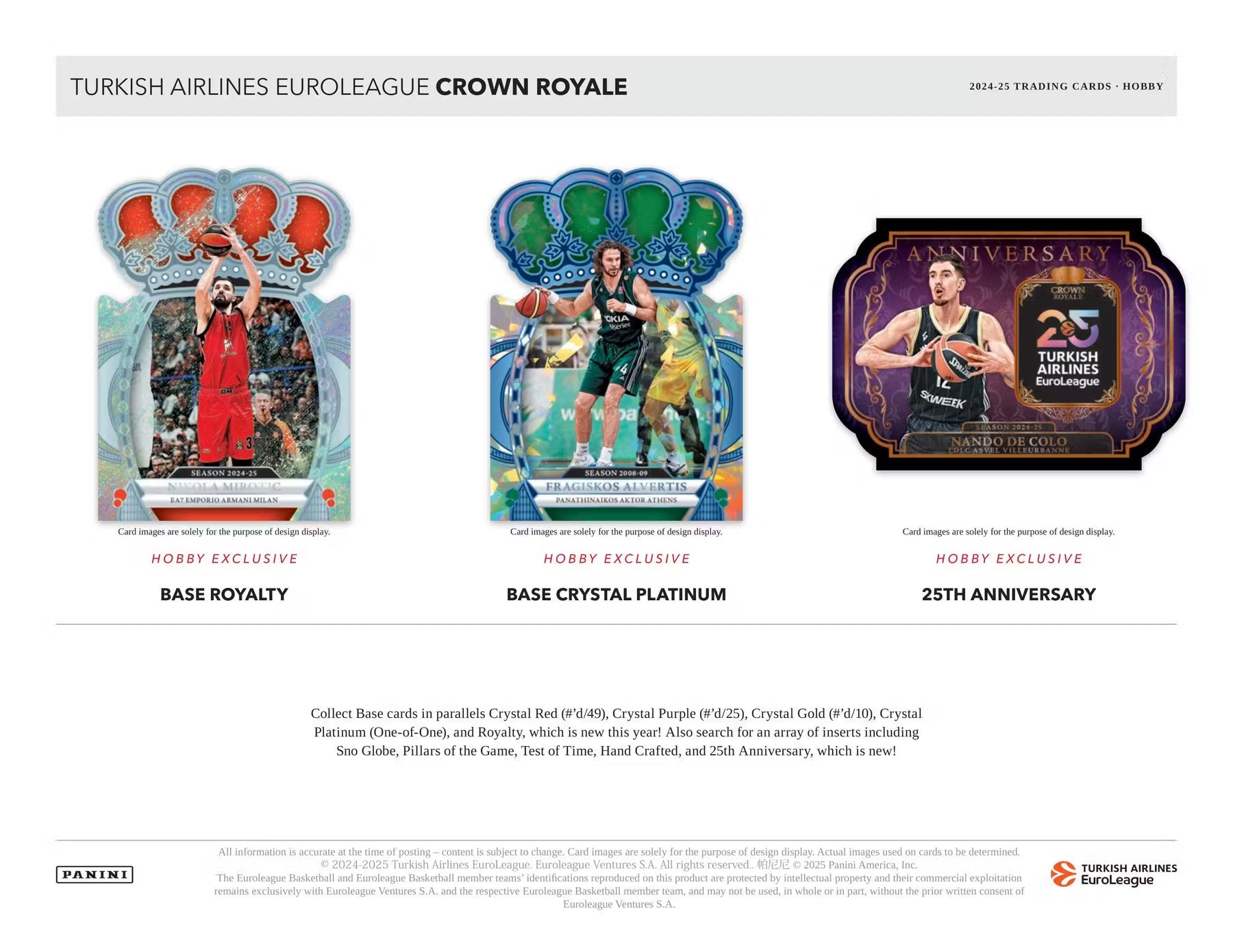 2024/25 Panini Turkish Airlines Euroleague Crown Royale Basketball Hobby Box