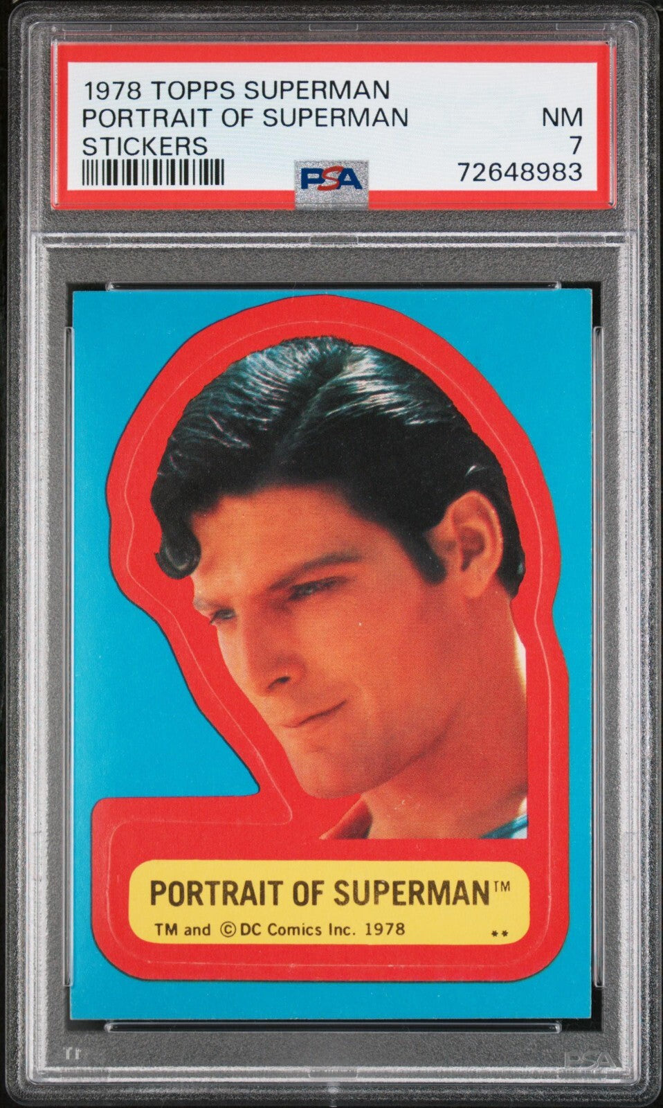 Portrait of Superman 1978 Topps Superman Stickers PSA 70