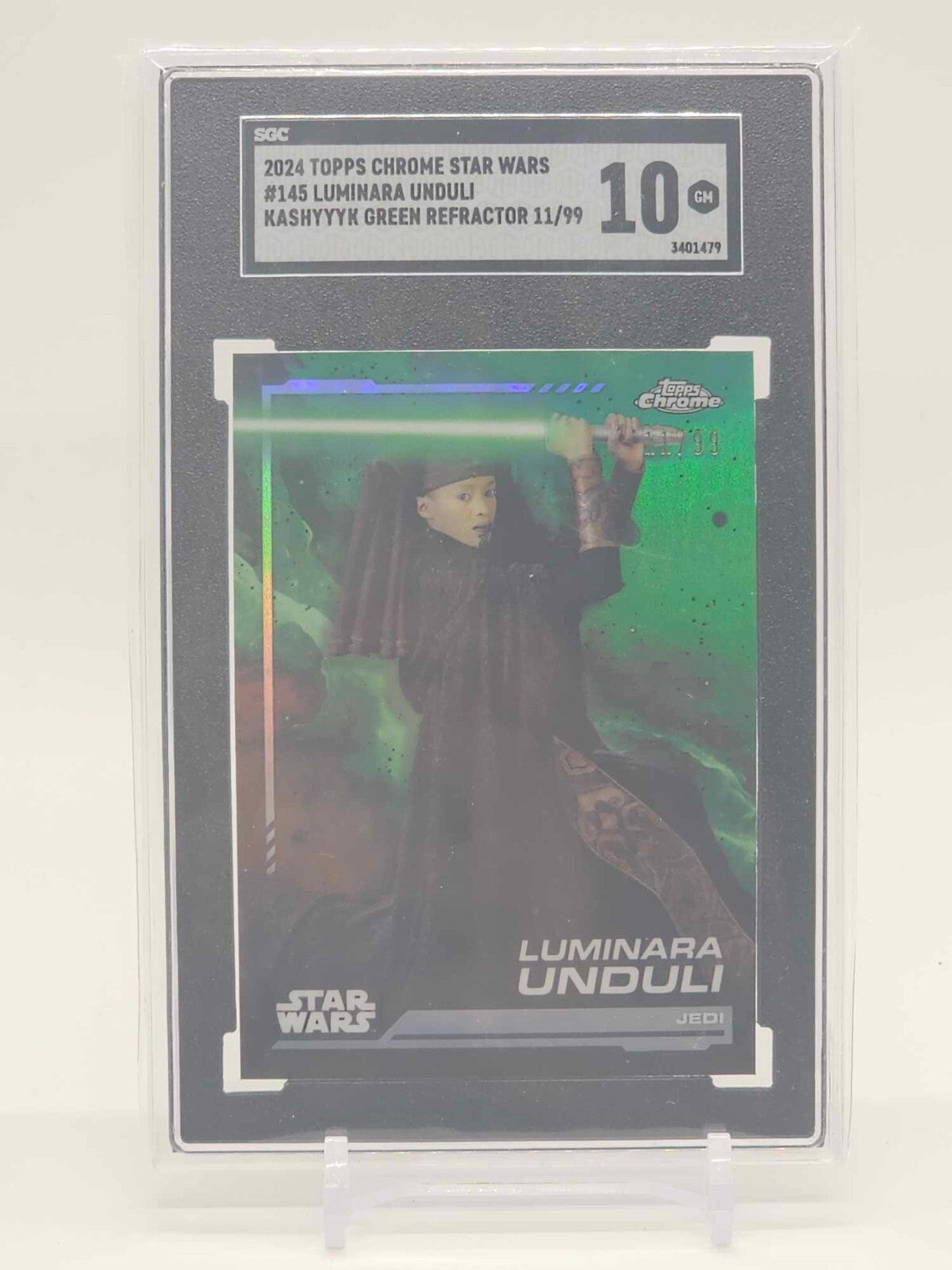 2024 TOPPS CHROME STAR WARS Luminara Unduli Green Refractor /99 SGC 100