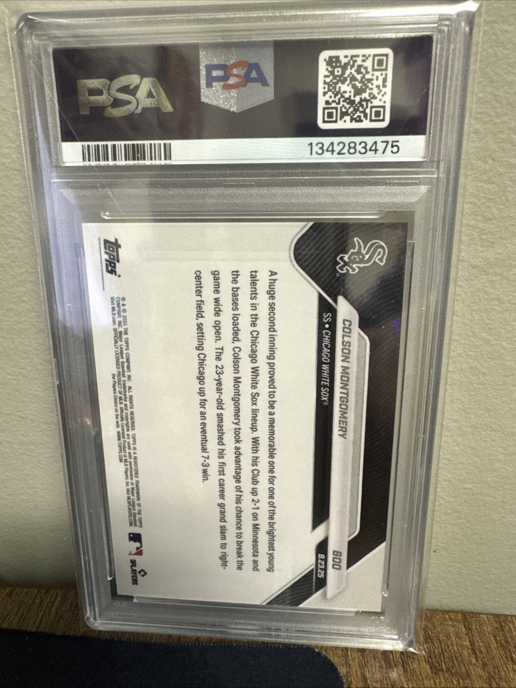 2025 Topps Now 1st Career Grand Slam Gold #600 Colson Montgomery /50 PSA 101
