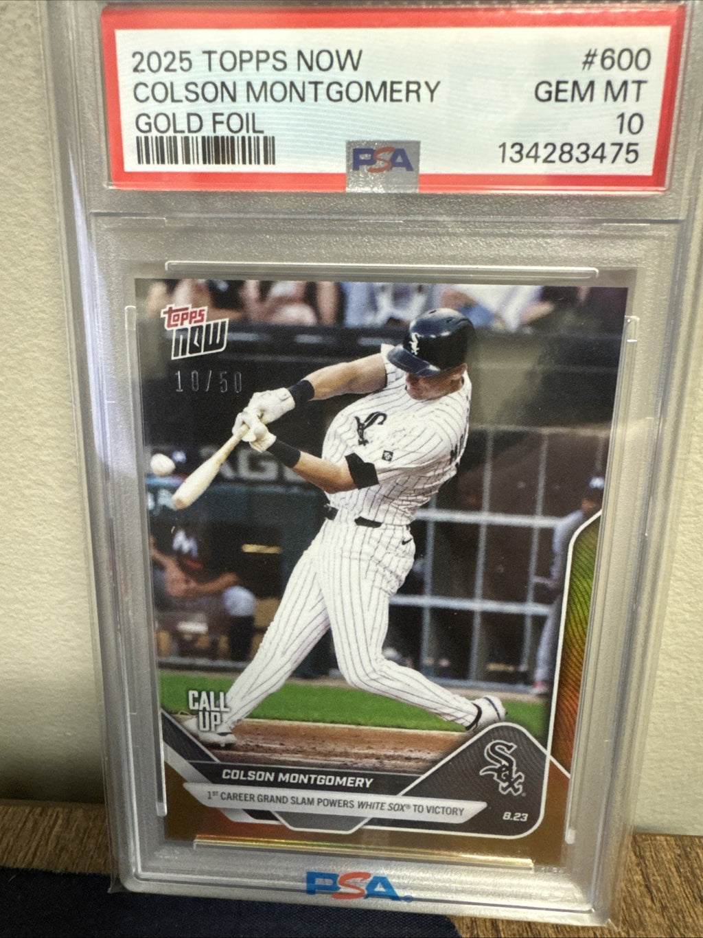 2025 Topps Now 1st Career Grand Slam Gold #600 Colson Montgomery /50 PSA 100