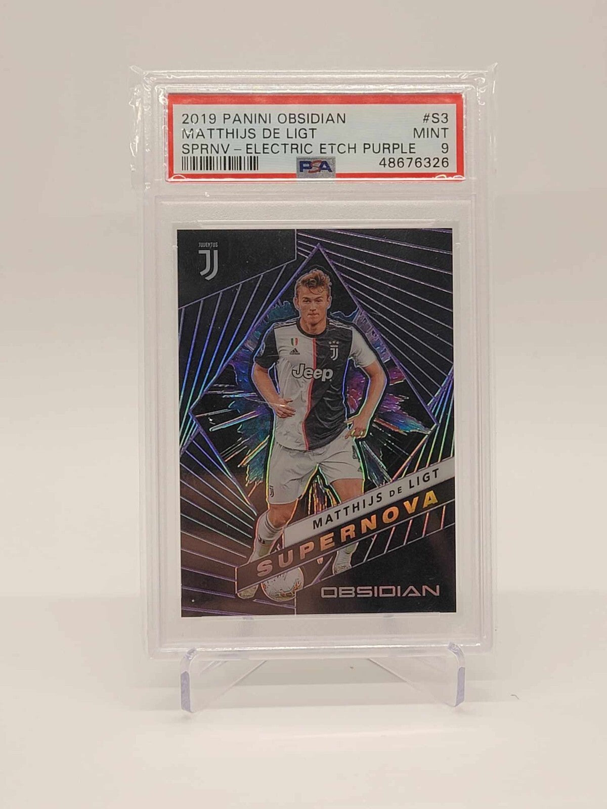 2019-20 Panini Obsidian Supernova Purple /65 Matthijs de Ligt #S3 Juventus Psa 90