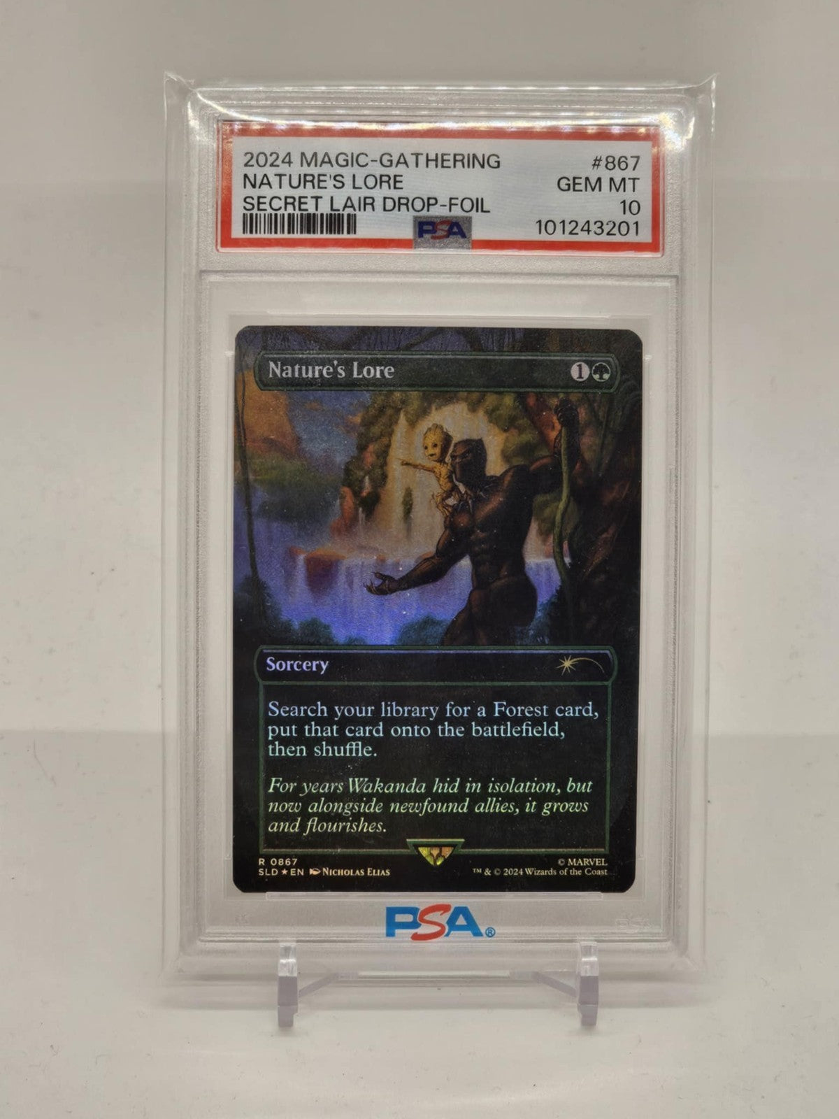 Magic MTG MARVEL SECRET LAIR FOIL Nature's Lore Groot #867 PSA 100