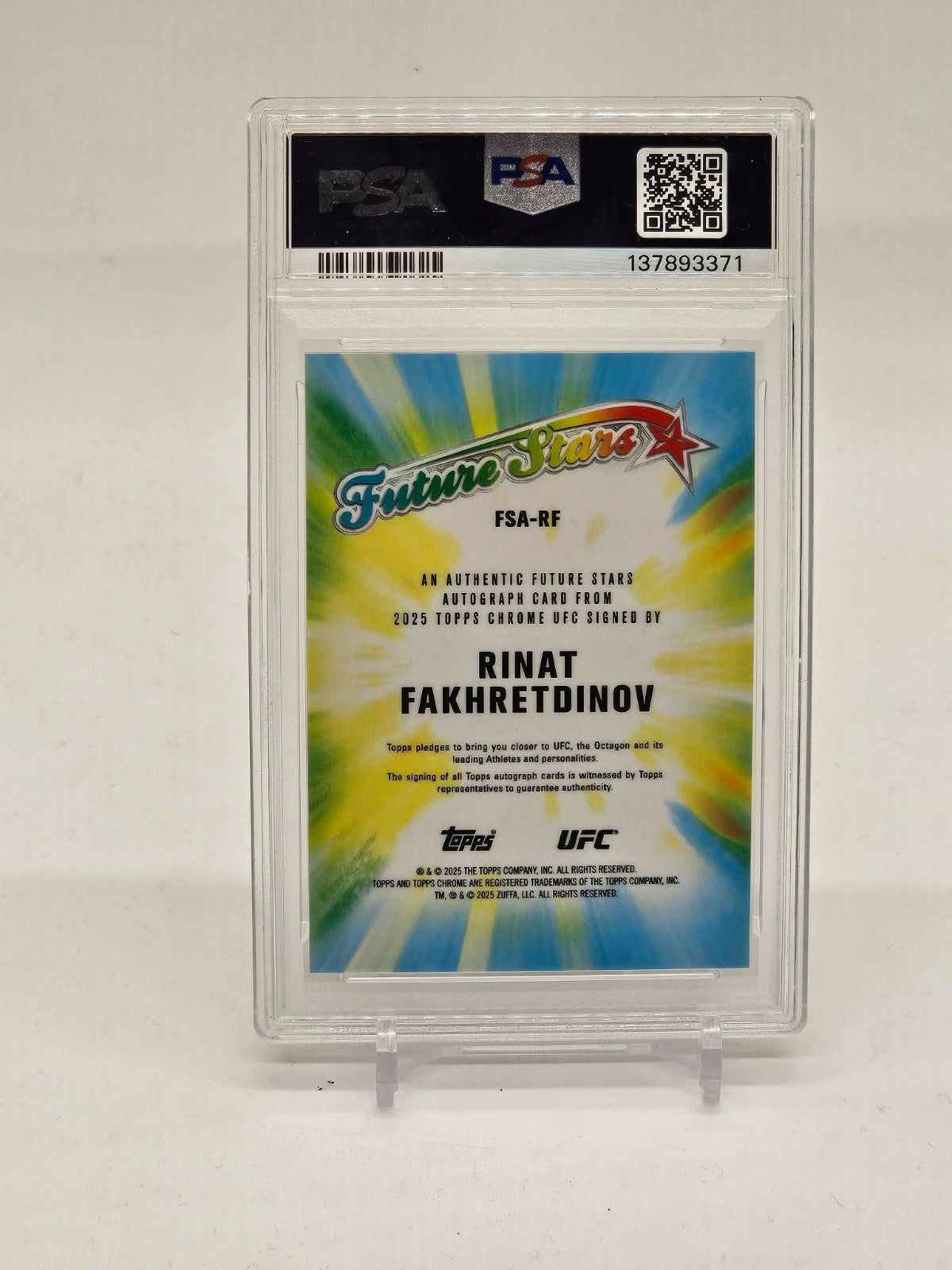 2025 Topps Chrome UFC Future Stars Auto Rinat Fakhretdinov Red /5 PSA 101