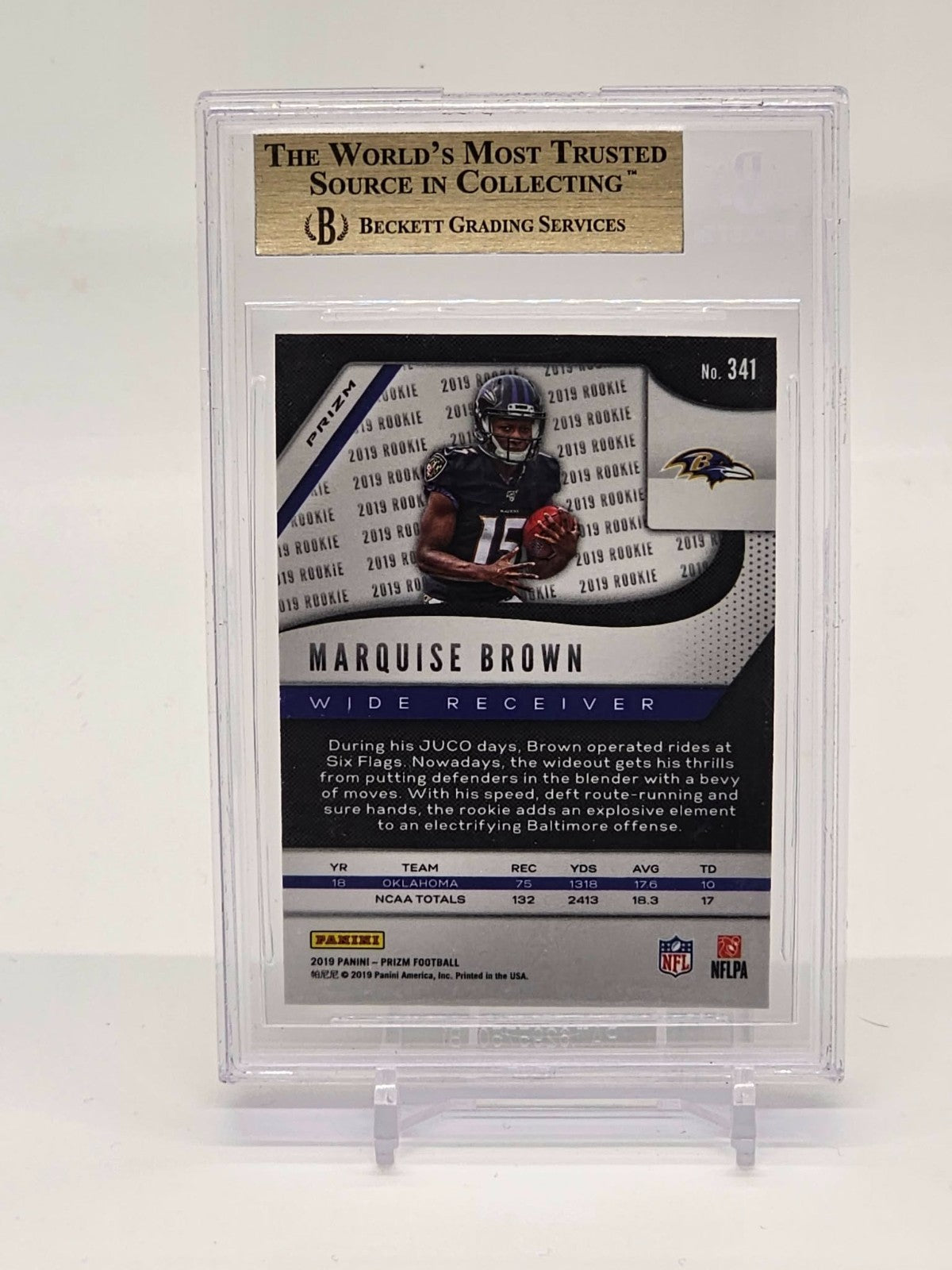 2019 Panini Prizm WHITE SPARKLE #341 Marquise Brown RC BGS 9.5 GEM MINT SSP1