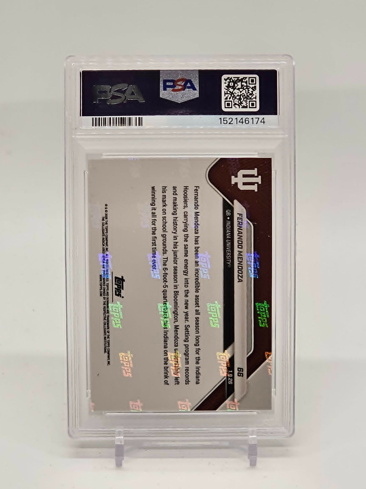 2025 Topps Bowman U Now Fernando Mendoza #66 Gold Foil /50 PSA 10 INDIANA1