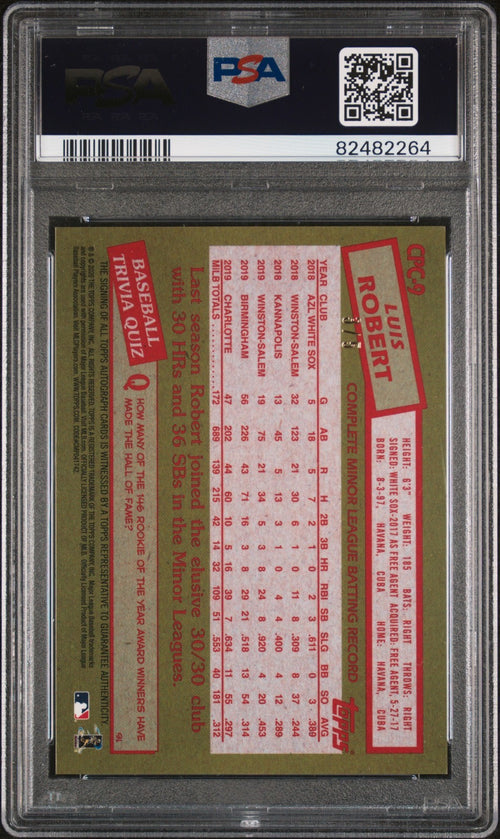 2020 Topps Chrome Update Red Luis Robert RC Auto #3/5 PSA 10/10 Gem Mint CPC91