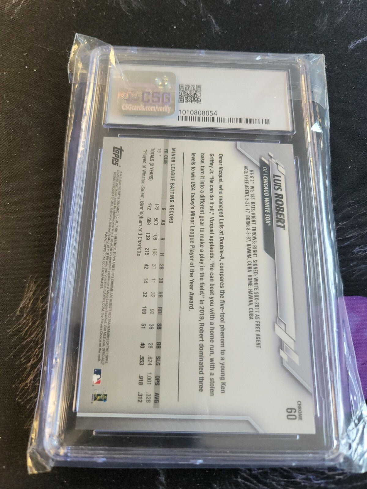 2020 Topps Chrome Ben Baller Luis Robert Csg 9.51