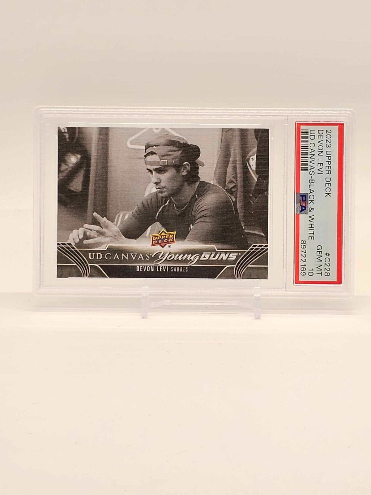 2023-24 UPPER DECK SERIES 2 #C228 DEVON LEVI YOUNG GUNS CANVAS BLACK SSP PSA 100