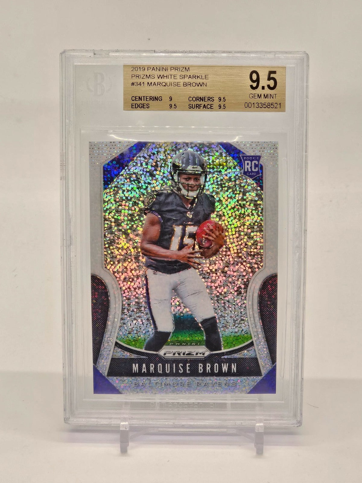 2019 Panini Prizm WHITE SPARKLE #341 Marquise Brown RC BGS 9.5 GEM MINT SSP0