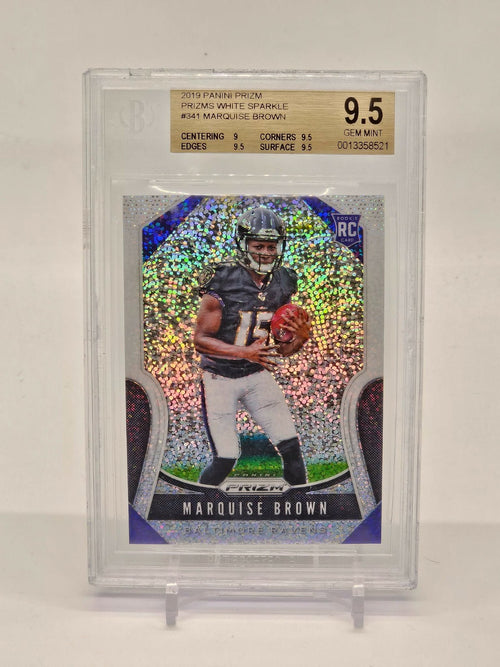 2019 Panini Prizm WHITE SPARKLE #341 Marquise Brown RC BGS 9.5 GEM MINT SSP0