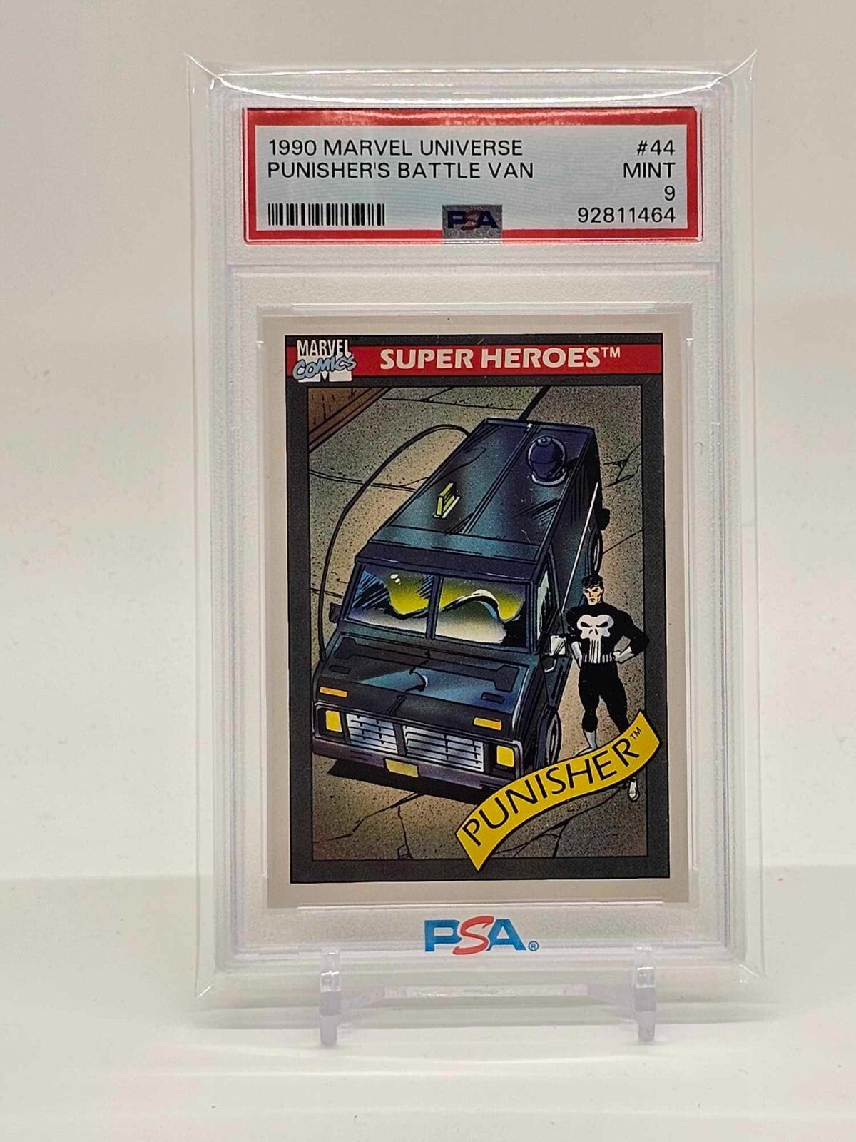 1990 Marvel Universe SUPER HEROES #44 PUNISHER'S BATTLE VAN PSA 90