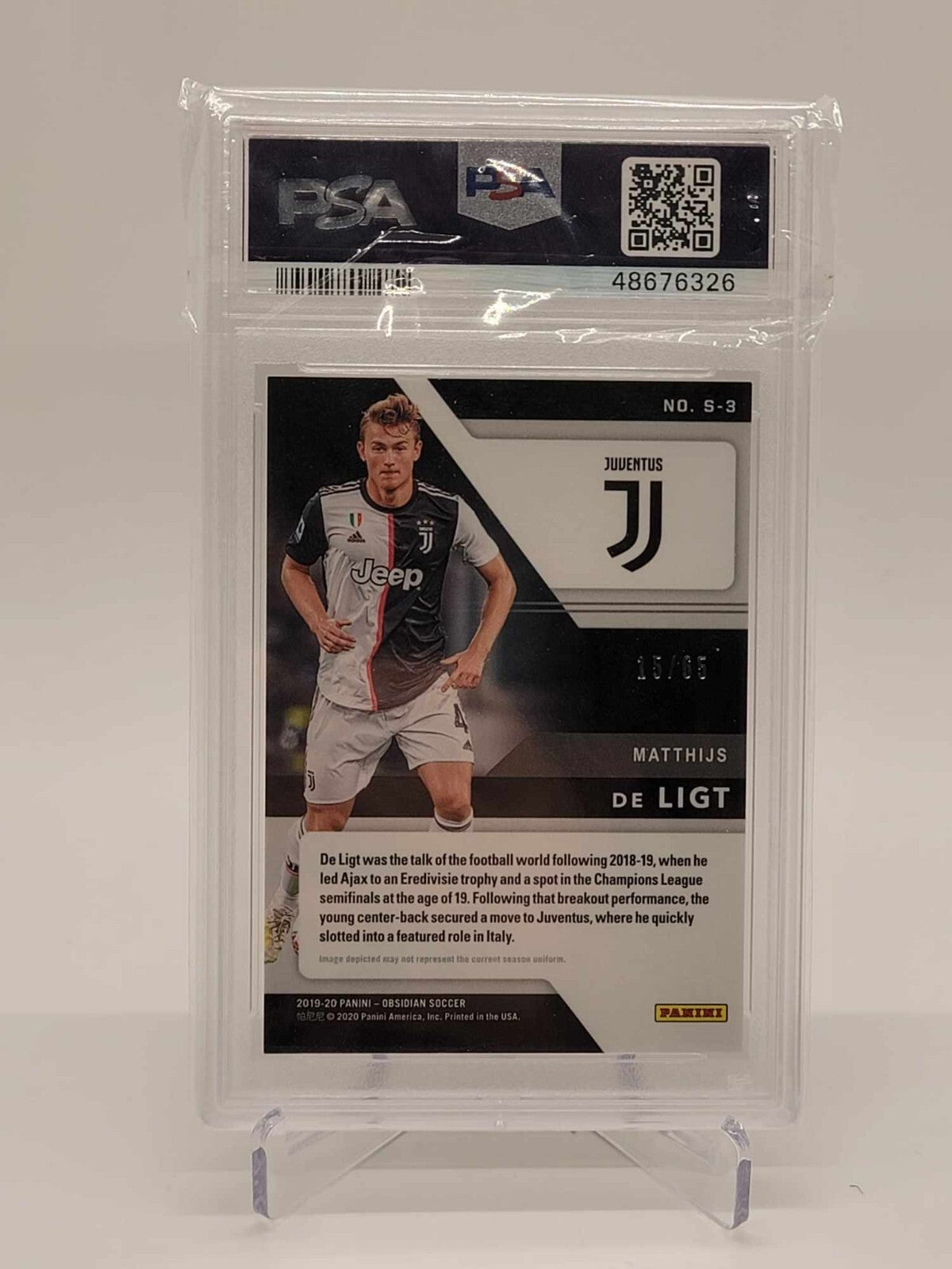 2019-20 Panini Obsidian Supernova Purple /65 Matthijs de Ligt #S3 Juventus Psa 91