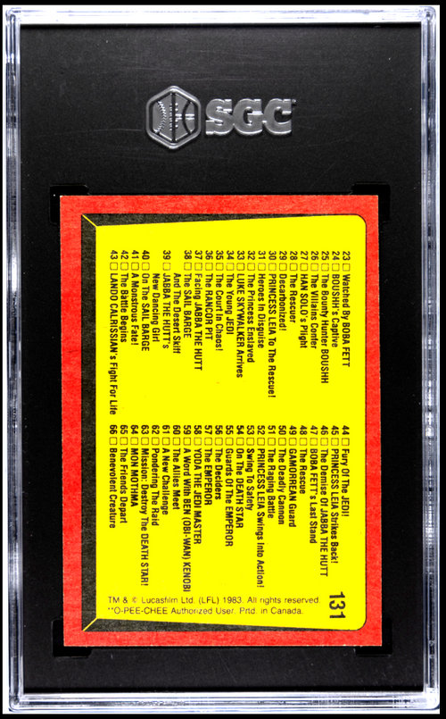 1983 O-Pee-Chee STAR WARS RETURN OF THE JEDI #131 CHECKLIST SGC 71