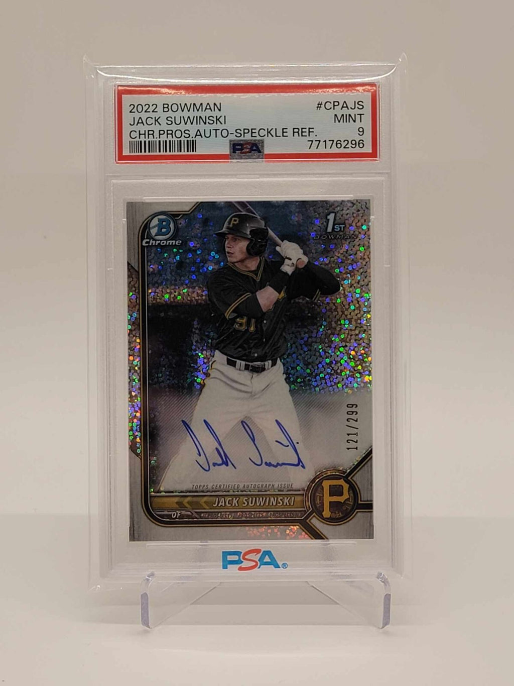 2022 Bowman Chrome 1st Jack Suwinski Speckle Auto  /299 PSA 9  MINT RC Rookie0