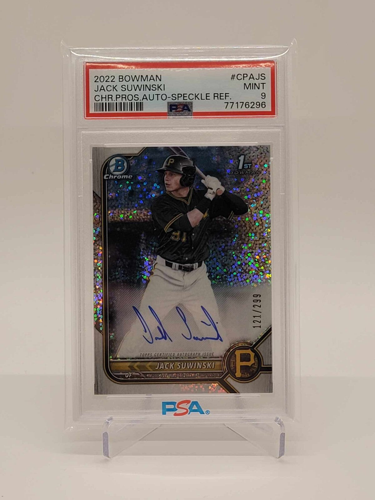 2022 Bowman Chrome 1st Jack Suwinski Speckle Auto  /299 PSA 9  MINT RC Rookie0