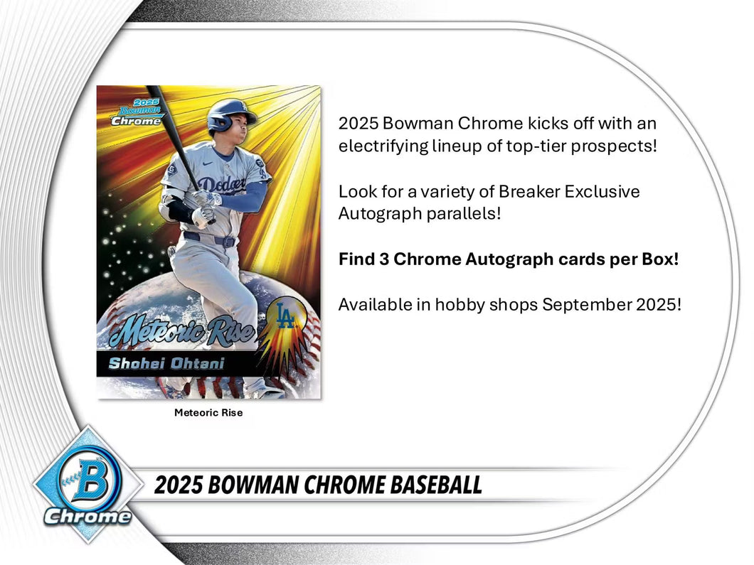 2025 Bowman Chrome Baseball Breaker's Delight Hobby 6 BOX CASE