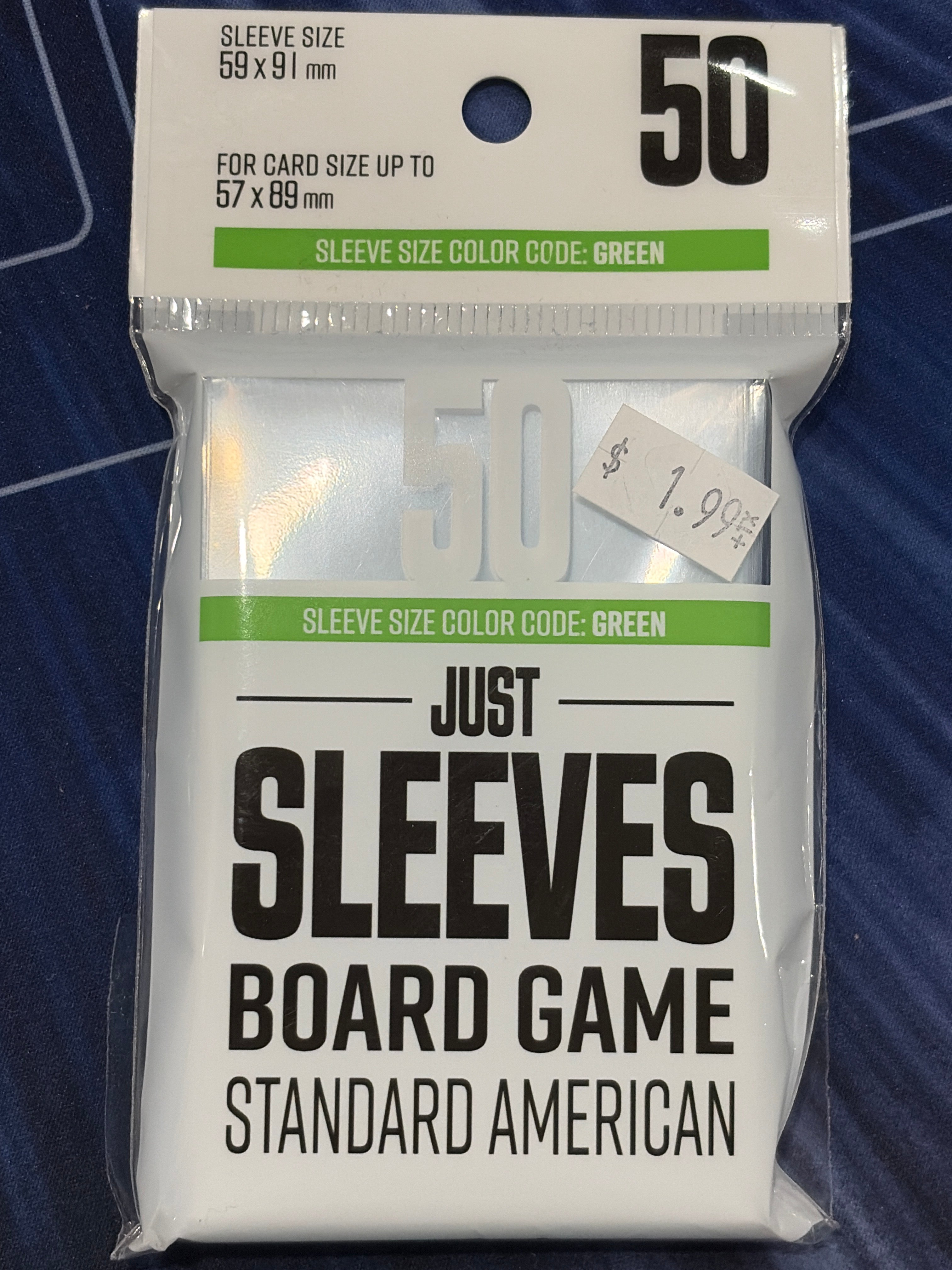 Just Sleeves Board Games Standard American 50 Sleeve Pack