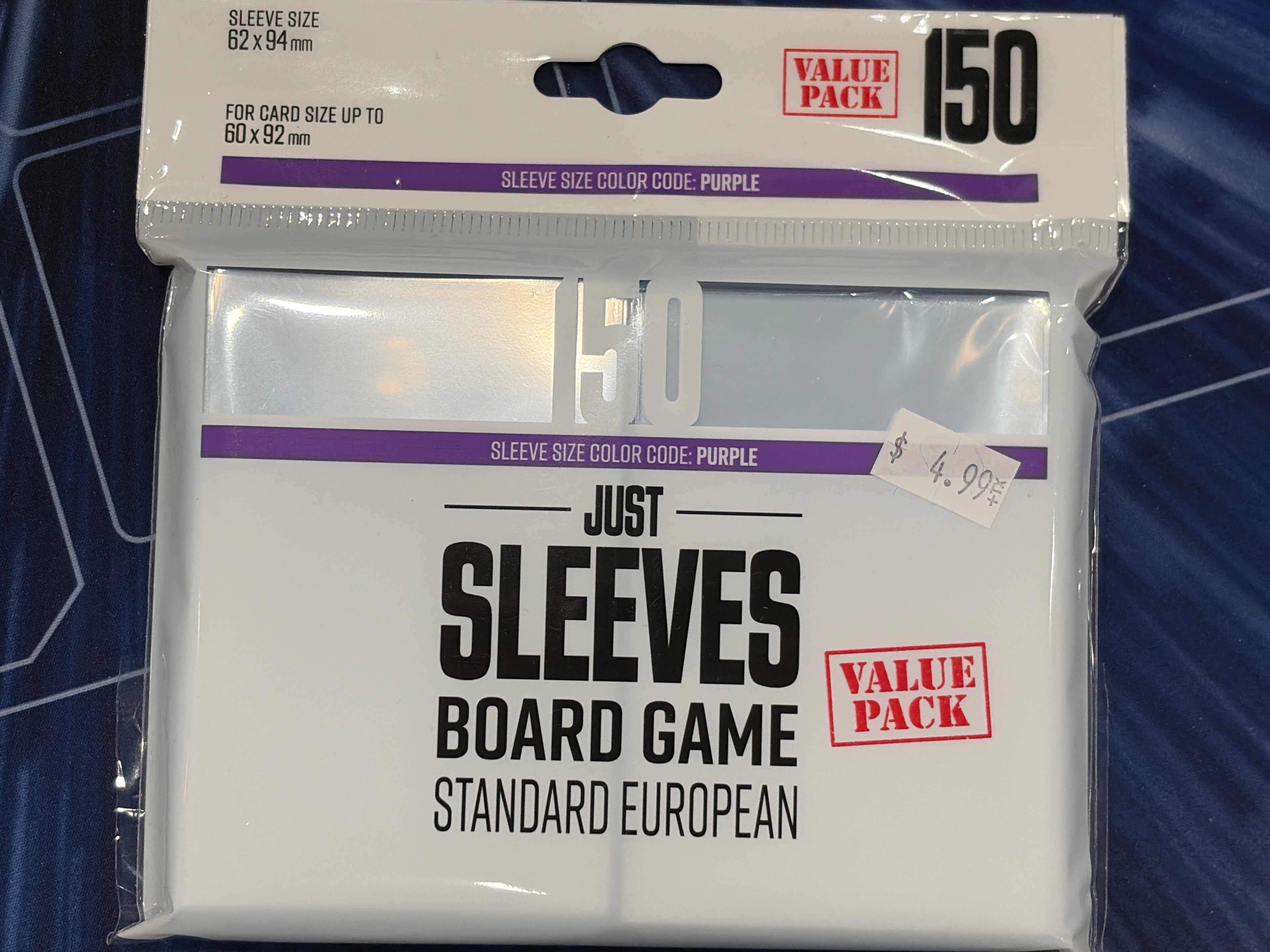 Just Sleeves Board Game Standard European 150 Sleeve Pack