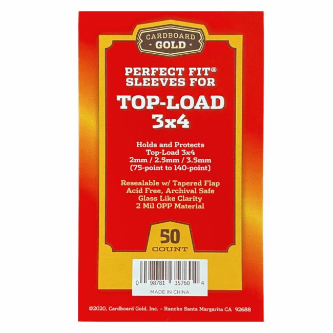 Cardboard Gold Perfect Fit Sleeves for Top-Load 3x4 75-140pt